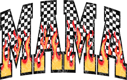 Mama Checkered Flames DTF Transfer