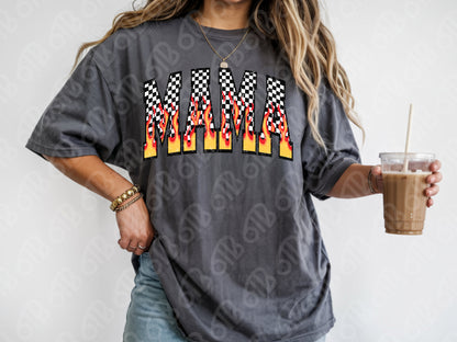 Mama Checkered Flames DTF Transfer
