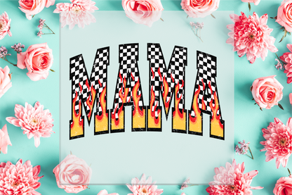 Mama Checkered Flames DTF Transfer