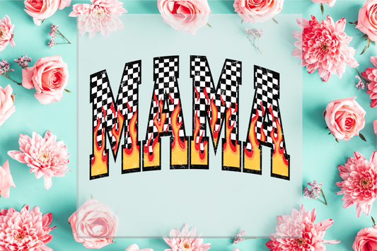 Mama Checkered Flames DTF Transfer
