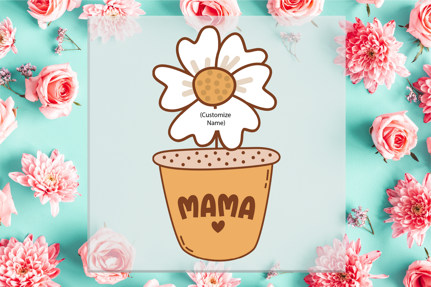 Mama Flower Pot with Custom Names DTF Transfer