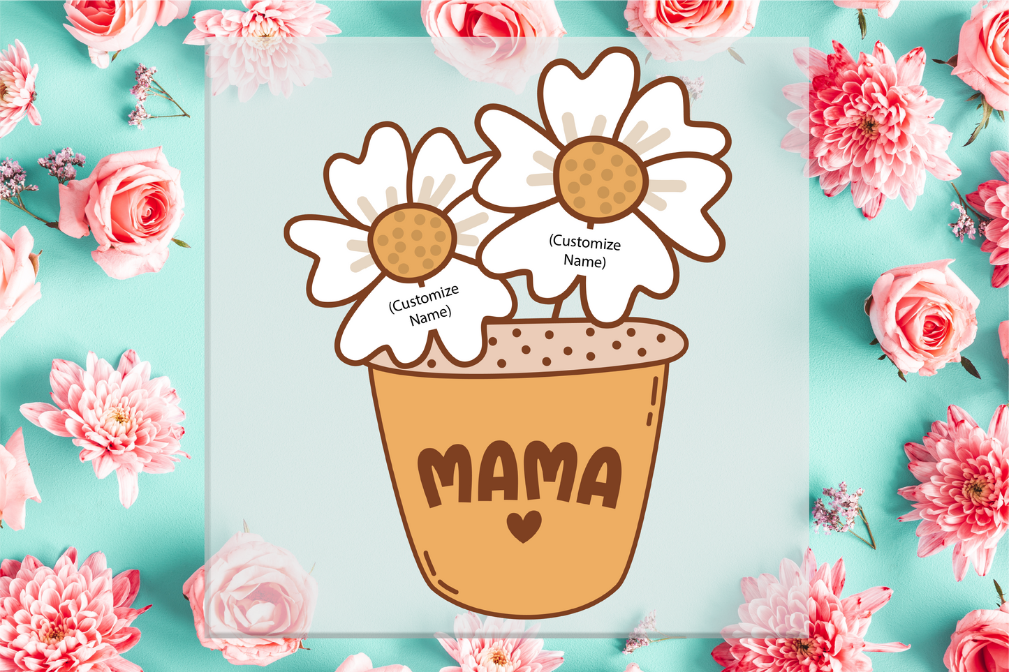Mama Flower Pot with Custom Names DTF Transfer