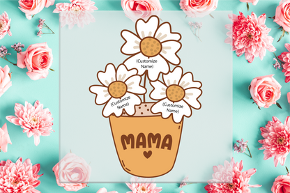 Mama Flower Pot with Custom Names DTF Transfer