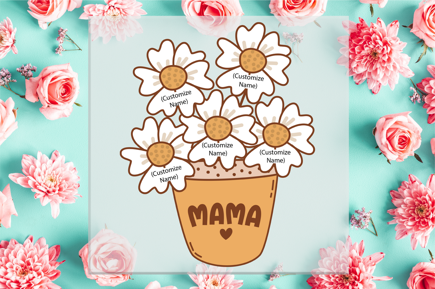 Mama Flower Pot with Custom Names DTF Transfer