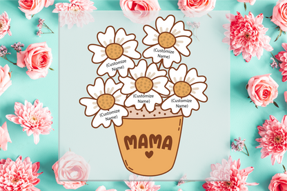 Mama Flower Pot with Custom Names DTF Transfer
