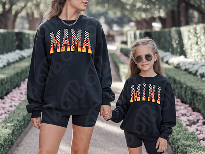 Mini Checkered and Flames DTF Transfer