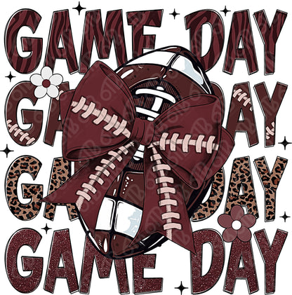 Game Day Football Dark Maroon DTF Transfer