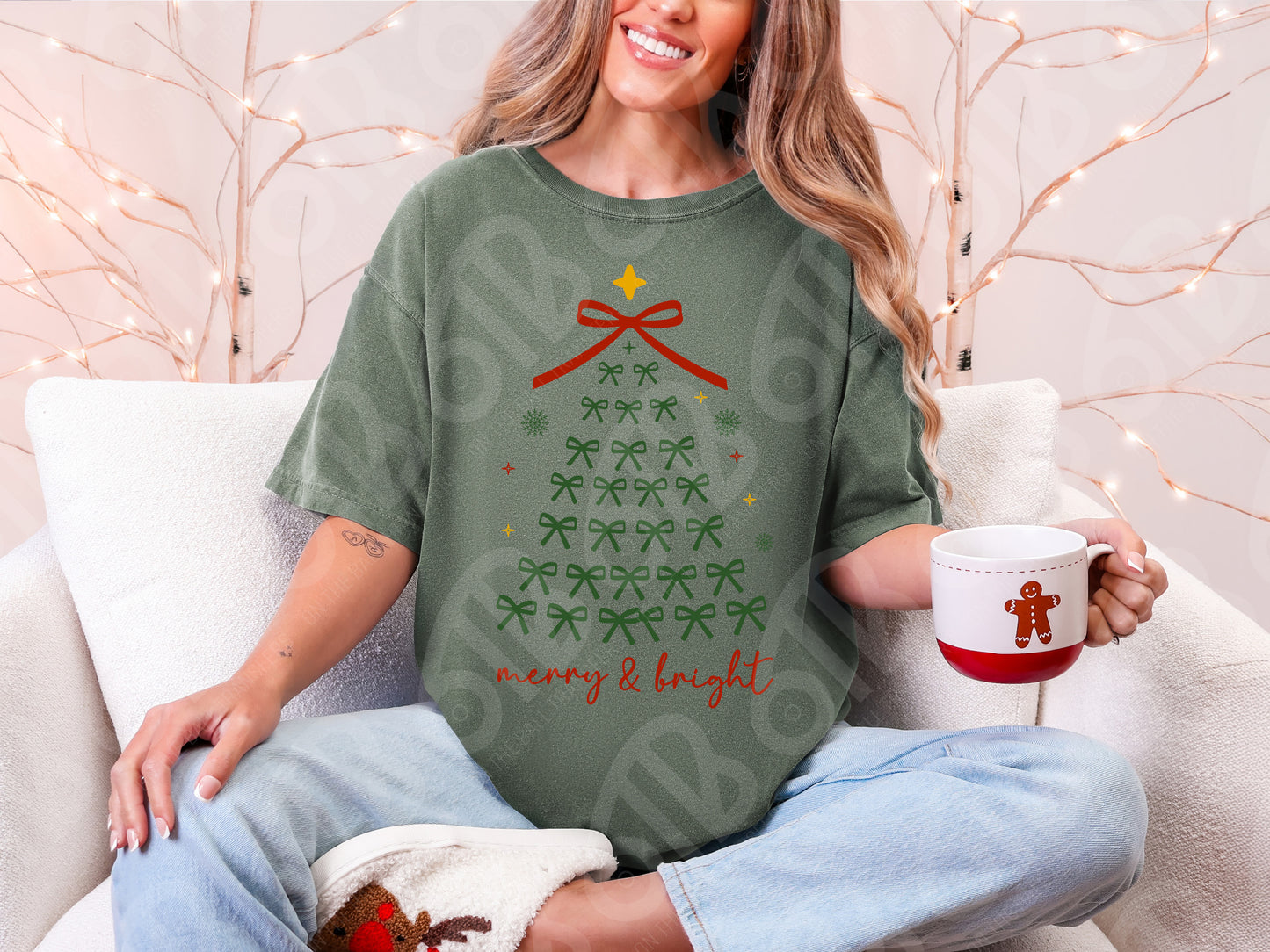 Coquette Bow Christmas Tree DTF Transfer