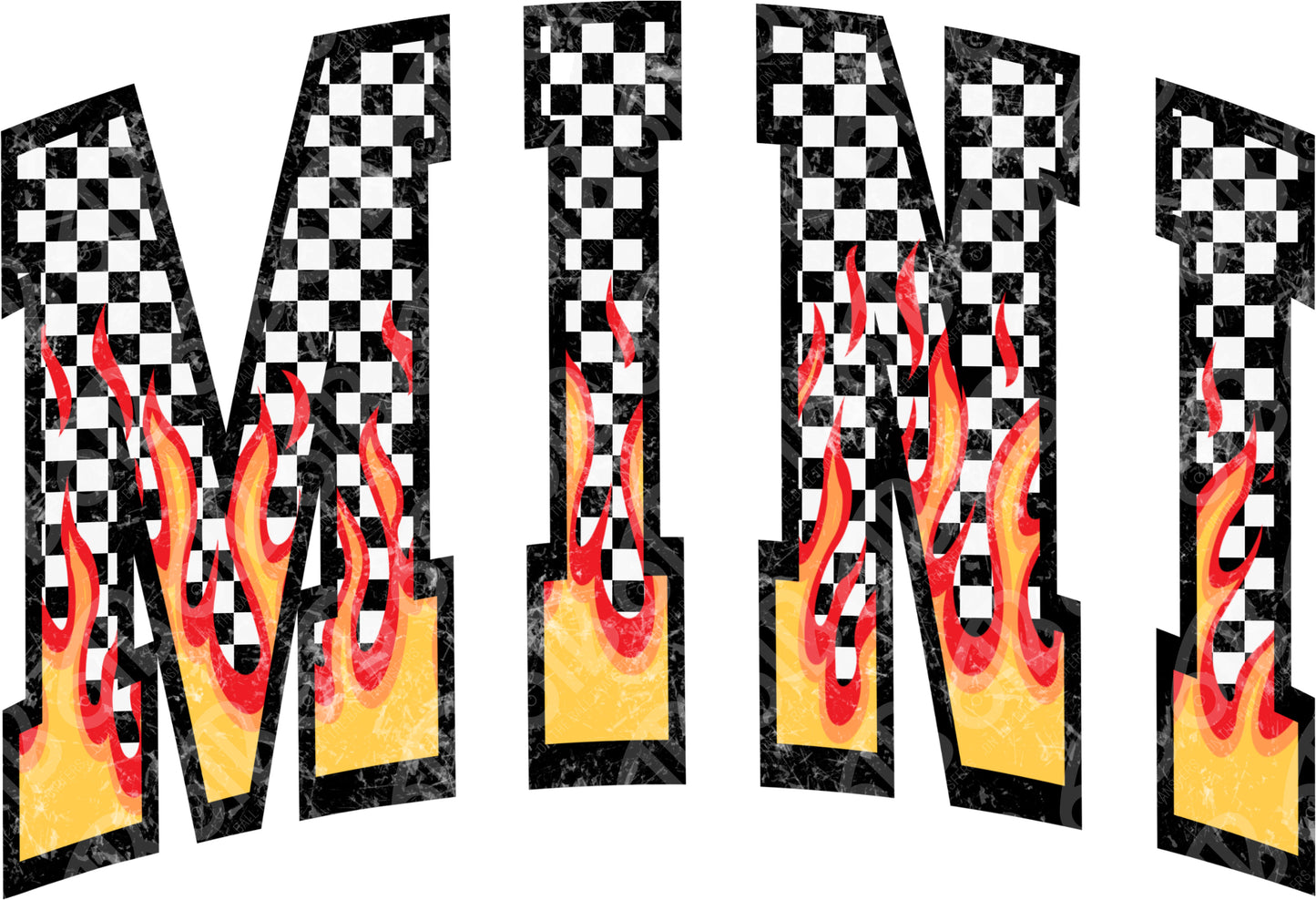 Mini Checkered and Flames DTF Transfer