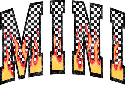 Mini Checkered and Flames DTF Transfer