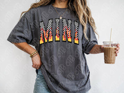 Mini Checkered and Flames DTF Transfer