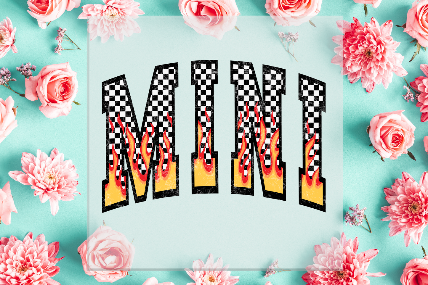 Mini Checkered and Flames DTF Transfer