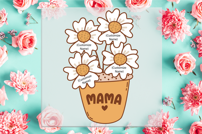 Mama Flower Pot with Custom Names DTF Transfer