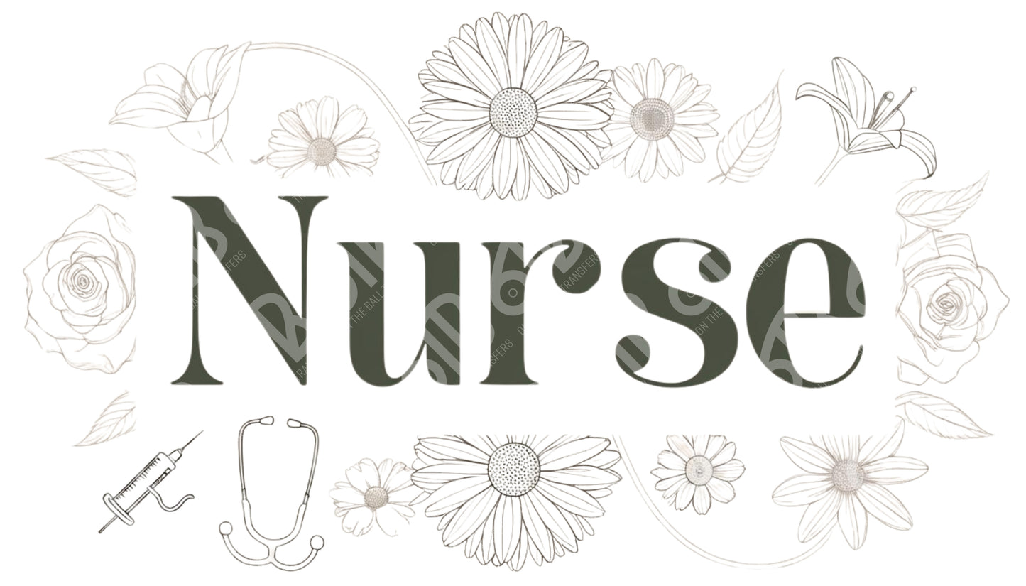 Nurse Floral Sublimation Transfers