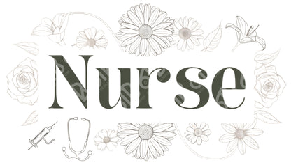 Nurse Floral Sublimation Transfers