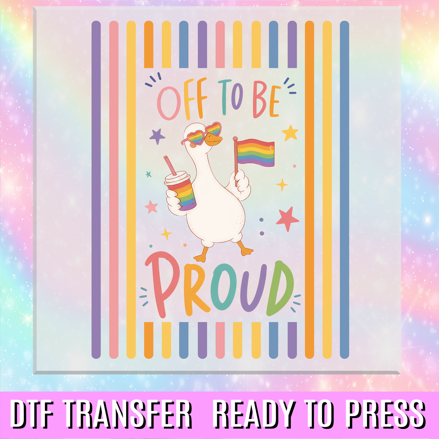 Off To Be Proud Goose Preppy Stripes DTF Transfer