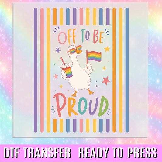 Off To Be Proud Goose Preppy Stripes DTF Transfer