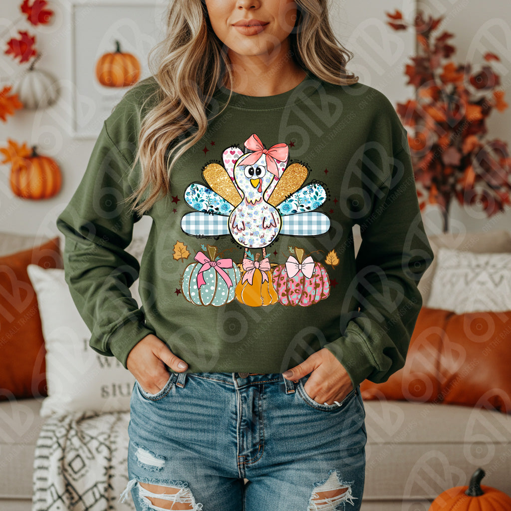 Cute Patchwork turkey DTF Transfer