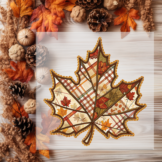 Patchwork Leaf DTF Transfer