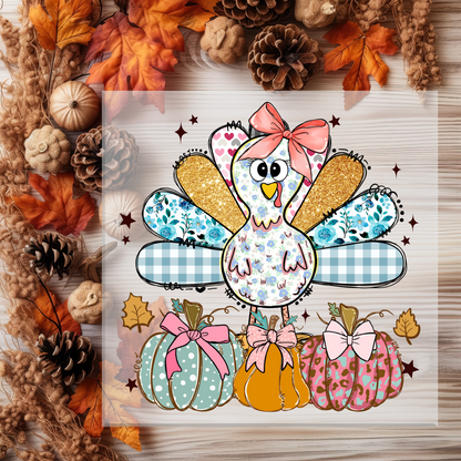 Cute Patchwork turkey DTF Transfer