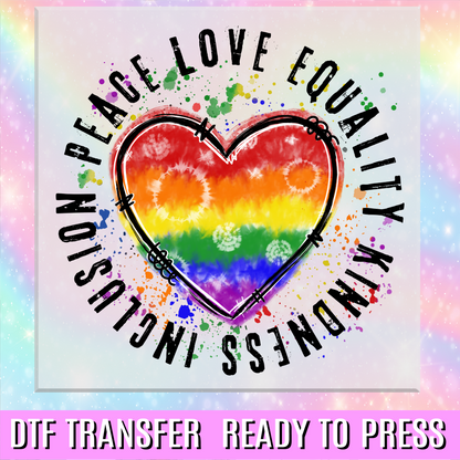 Peace Love Equality DTF Transfer