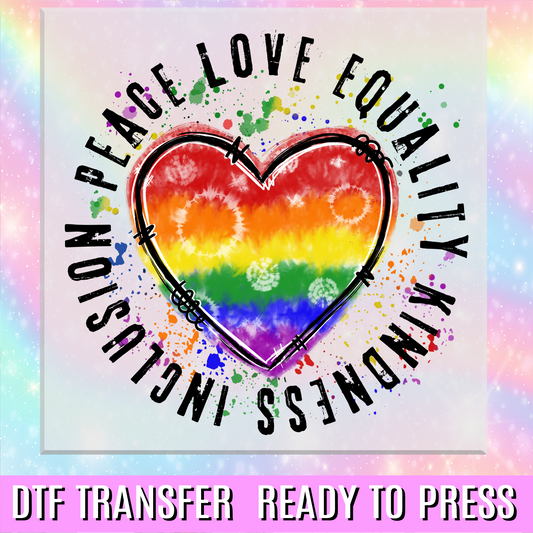Peace Love Equality DTF Transfer