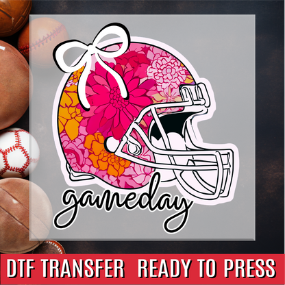 Pink Floral Football Helmet DTF Transfer