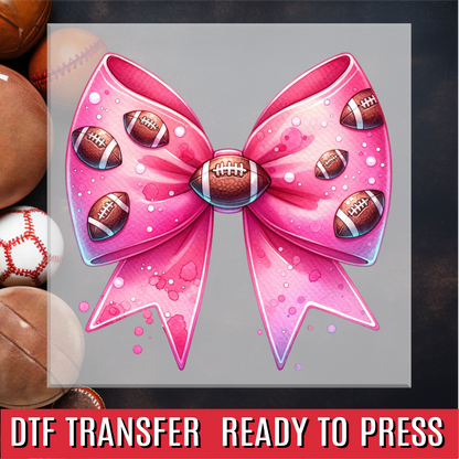 Pink Football Bow DTF Transfer