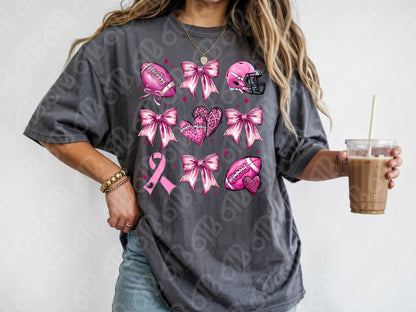 Football Breast Cancer Awareness Coquette DTF Transfer