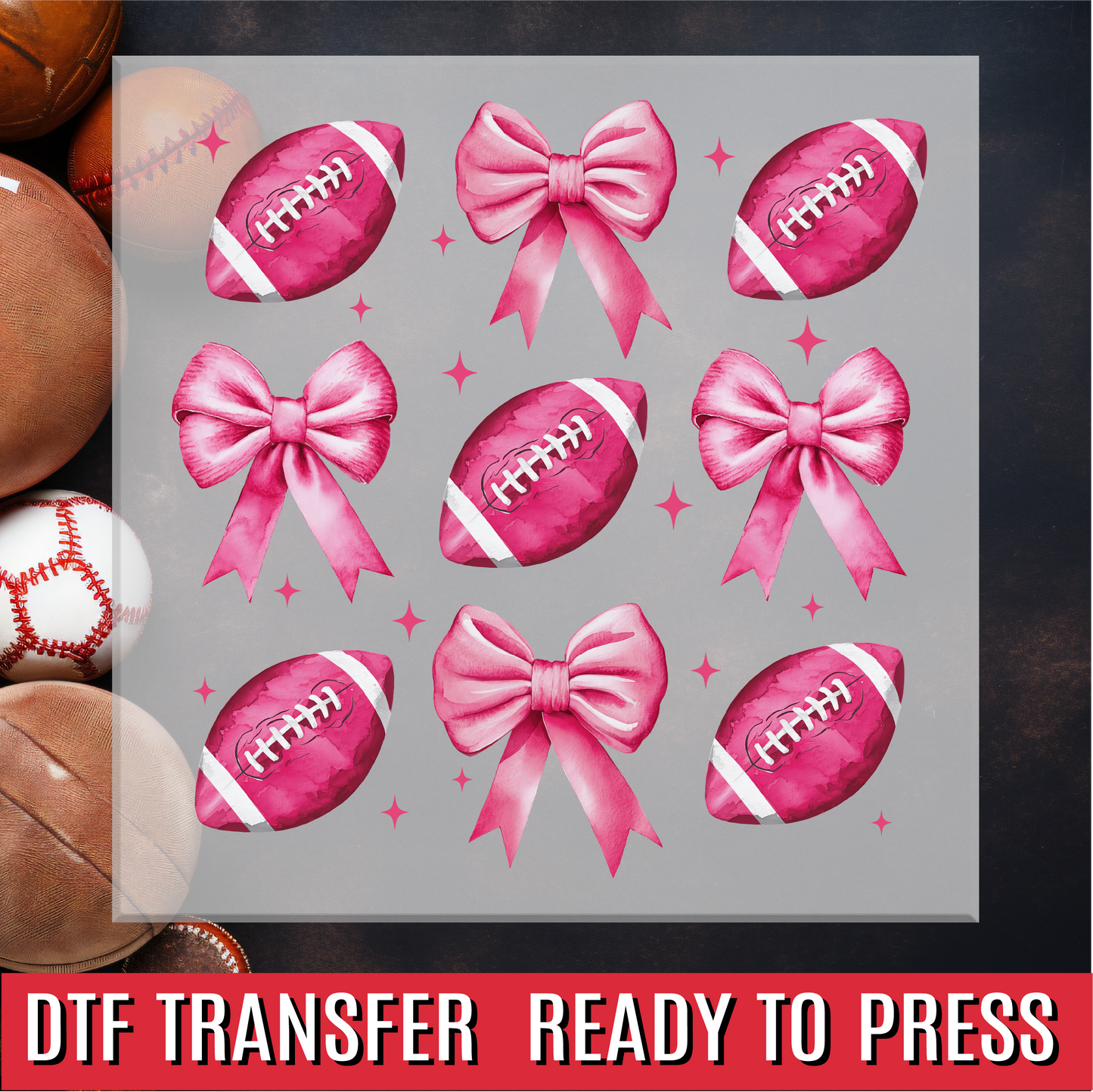 Pink Football Coquette DTF Transfer