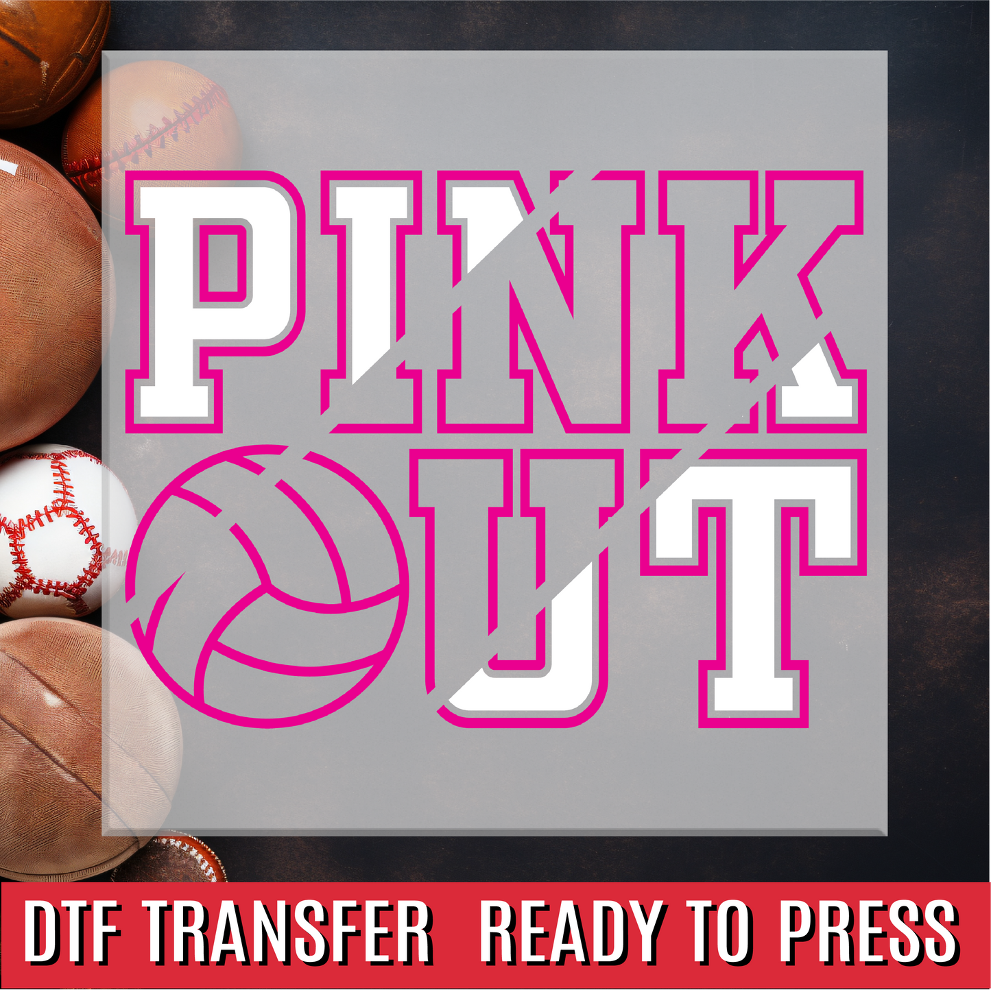 Volleyball Pink Out DTF Transfer