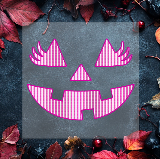 Pink Pumpkin Face DTF Transfer