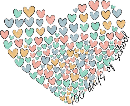 100 Days Hearts DTF Transfer