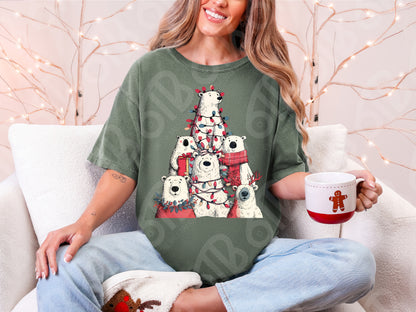 Polar Bear Christmas Tree DTF Transfer
