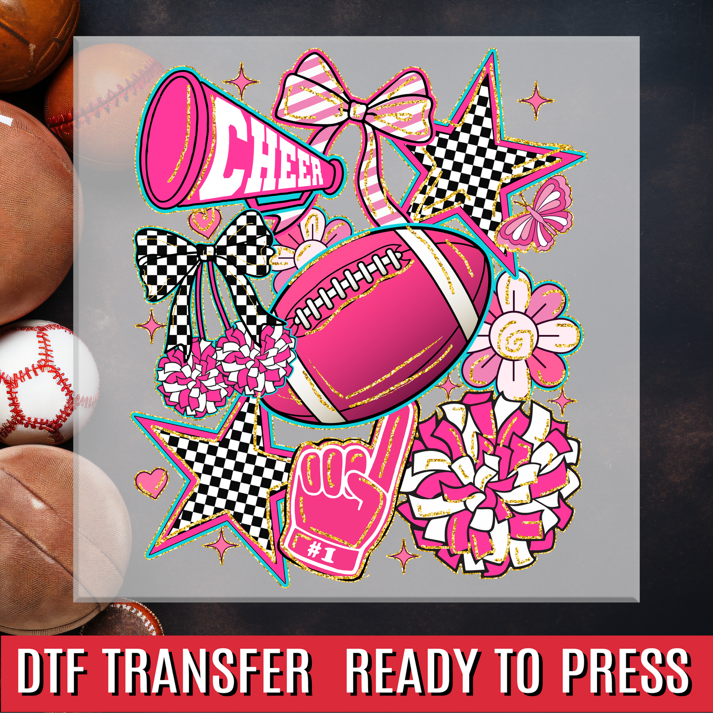 Cheer Coquette Retro Collage DTF Transfer
