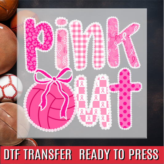 Preppy Volleyball Pink Out DTF Transfer