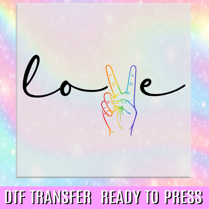 Rainbow Love Peace DTF Transfer
