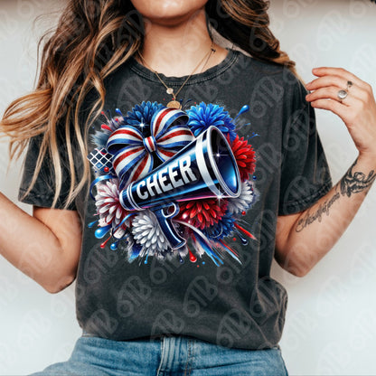 Red White Blue Cheer DTF Transfer