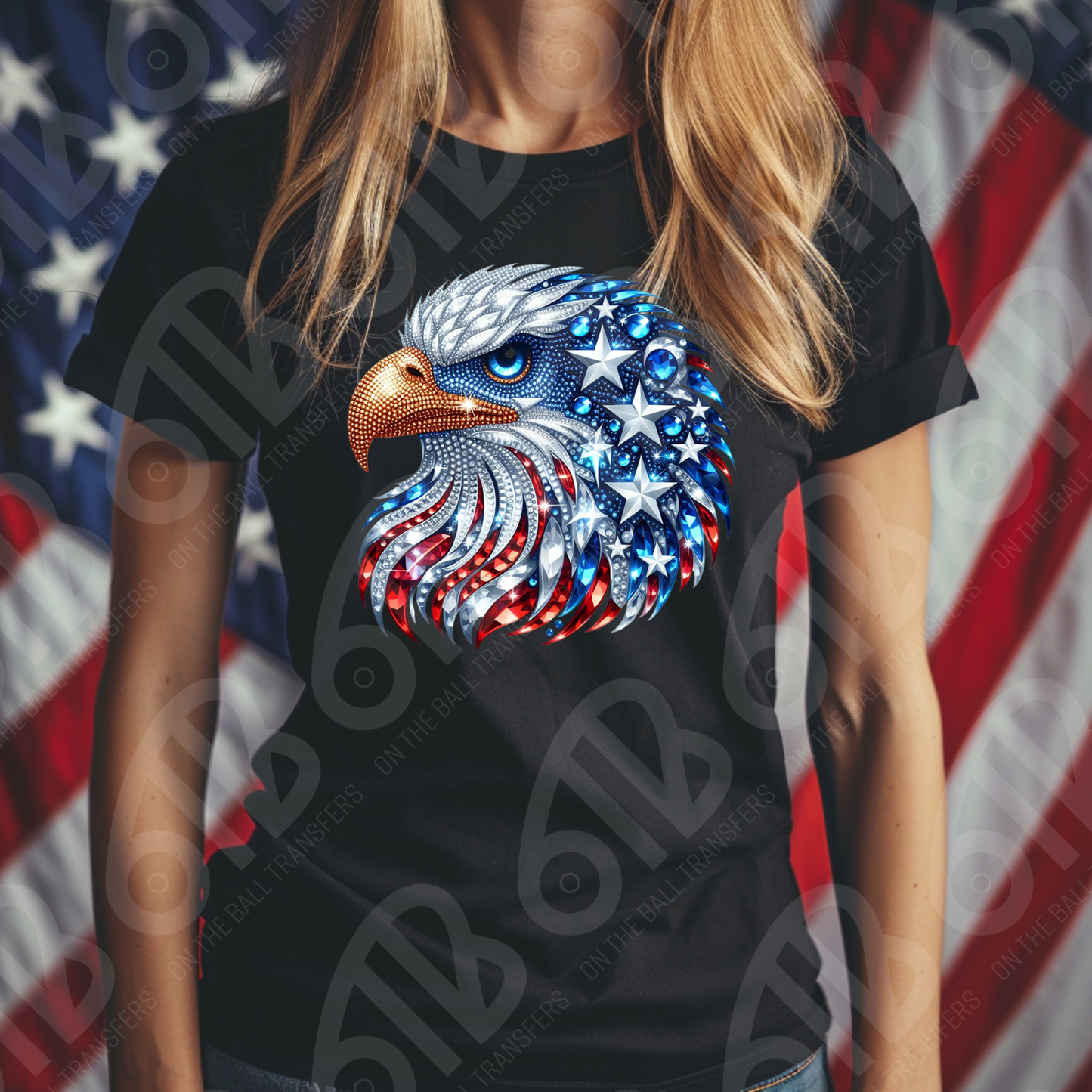 Rhinestone Eagle DTF Transfer