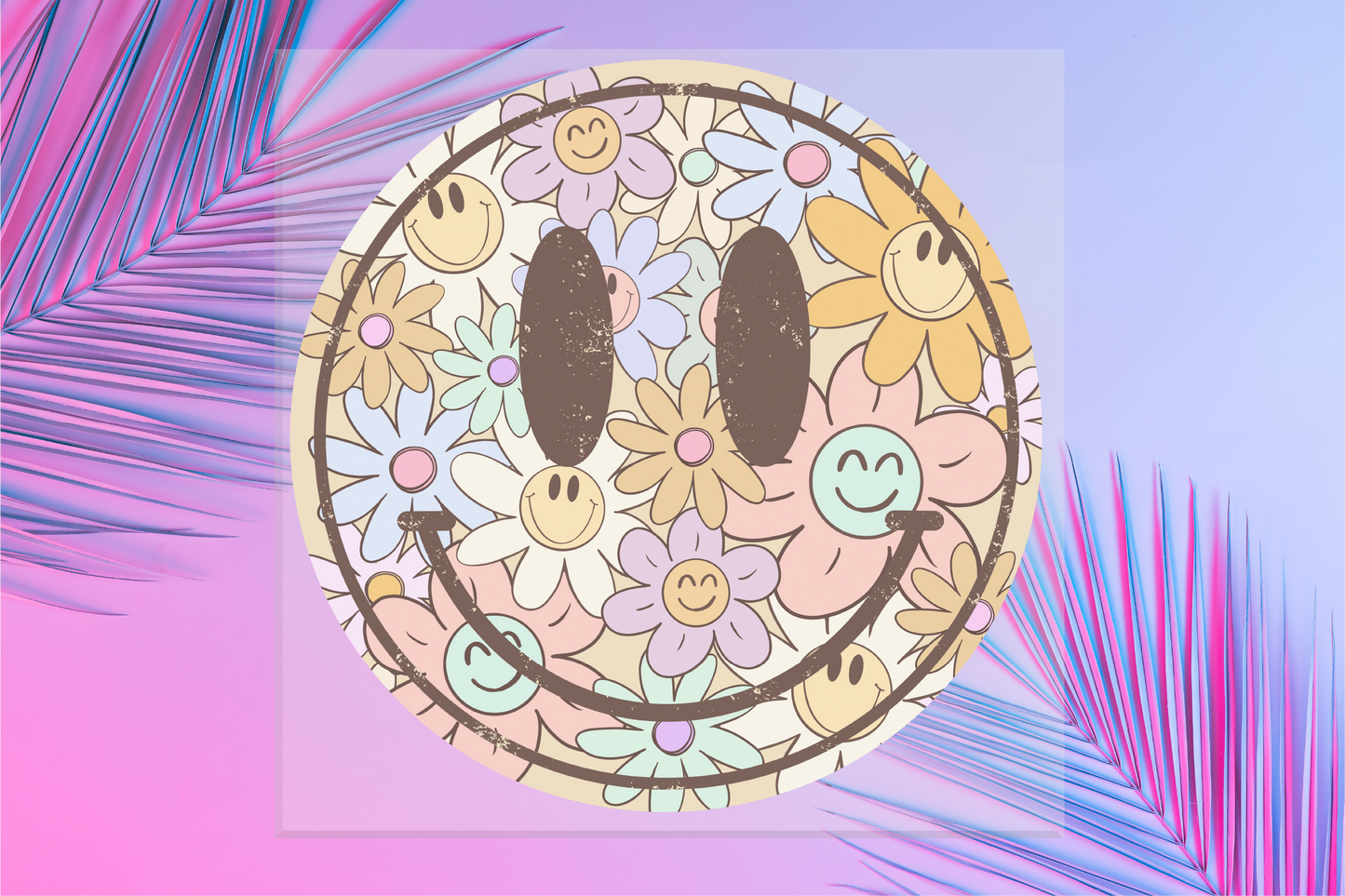 Floral Smiley DTF Transfer