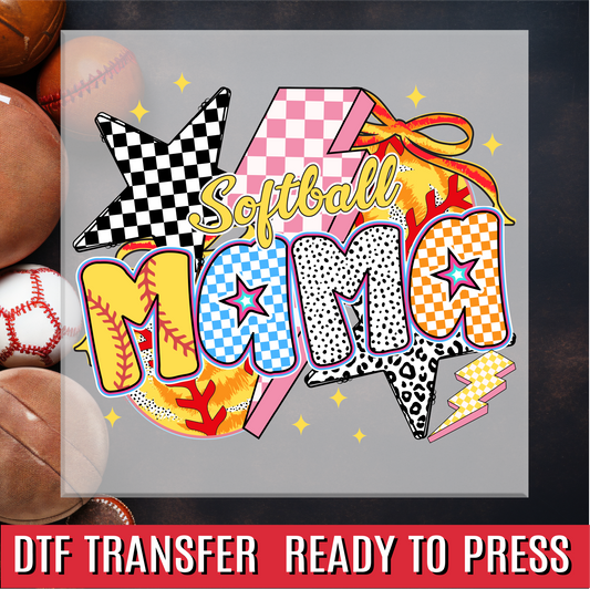 Softball Mama Preppy Retro DTF Transfer