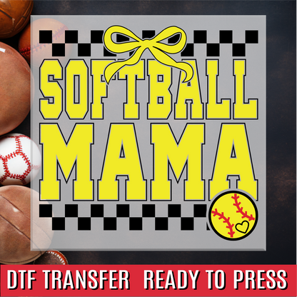 Checkered Softball Mom DTF Transfer
