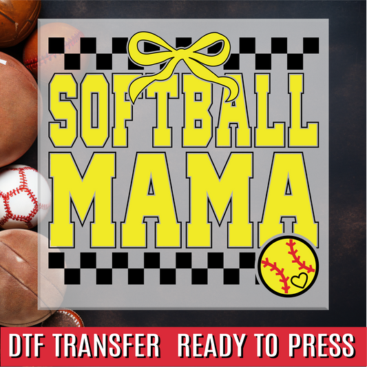 Checkered Softball Mom DTF Transfer