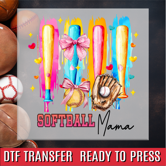 Softball Mama Neon DTF Transfer