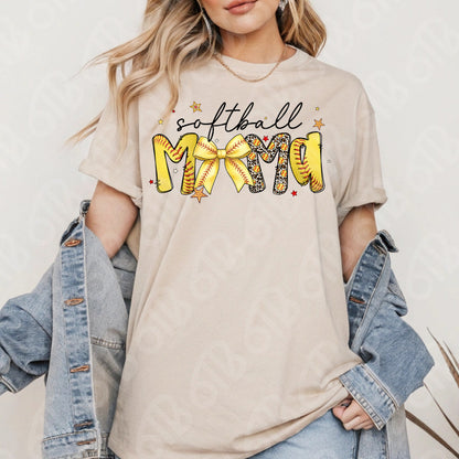 Softball Mama Preppy Script DTF Transfer