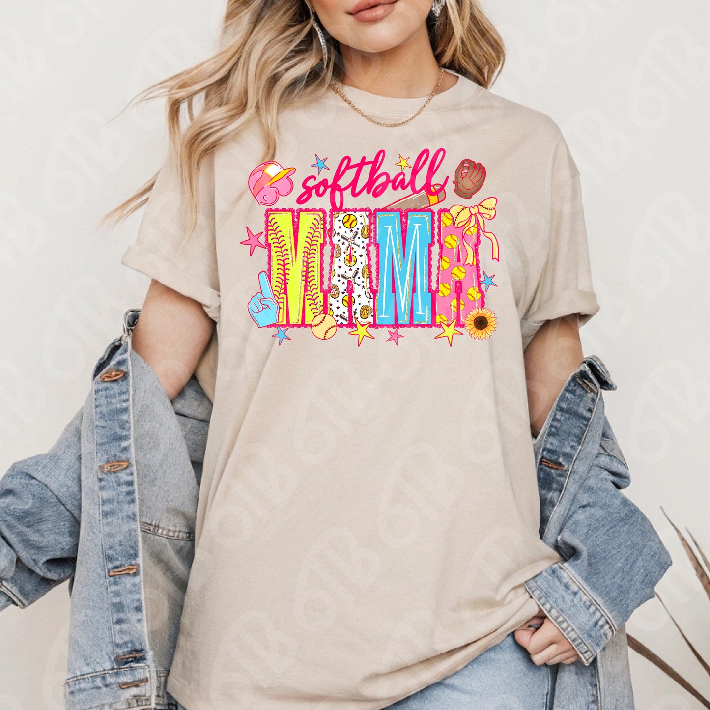 Softball Mama Preppy Neon DTF Transfer