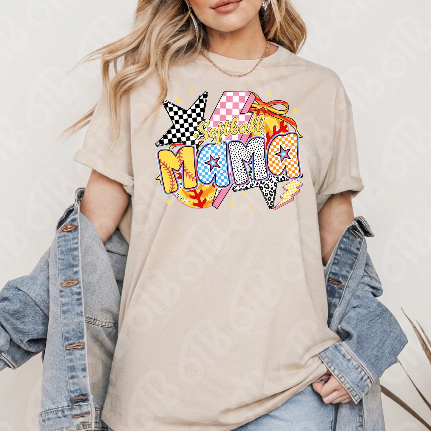 Softball Mama Preppy Retro DTF Transfer