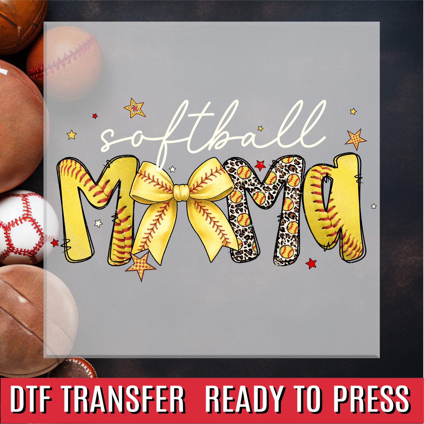 Softball Mama Preppy Script DTF Transfer