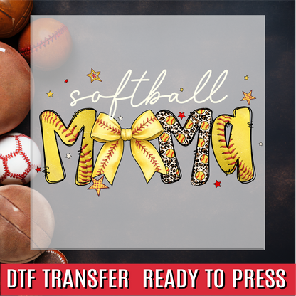 Softball Mama Preppy Script DTF Transfer