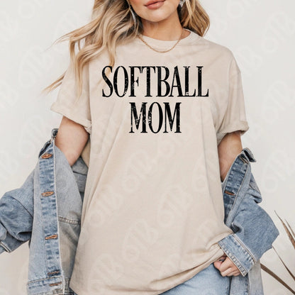 Softball Mom distressed text DTF Transfer